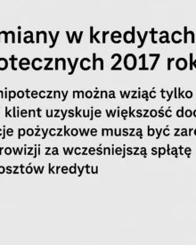 Zmiany w kredytach hipotecznych 2017